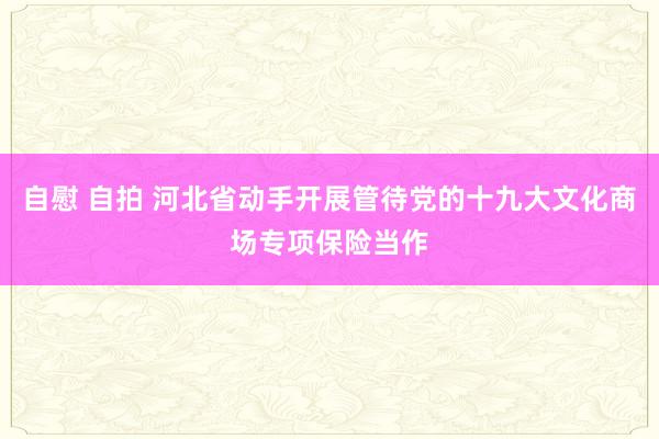 自慰 自拍 河北省动手开展管待党的十九大文化商场专项保险当作