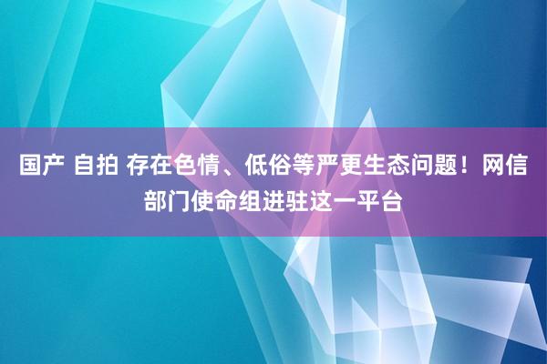 国产 自拍 存在色情、低俗等严更生态问题！网信部门使命组进驻这一平台